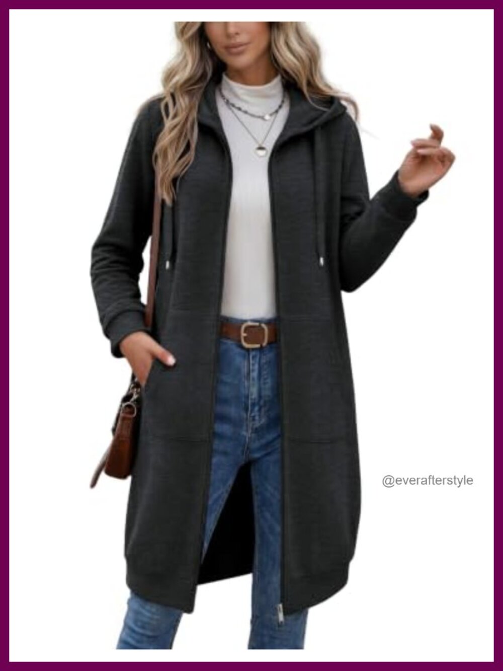 Fleece Zip Up Hoodie Oversized Longline Hooded Sweatshirt